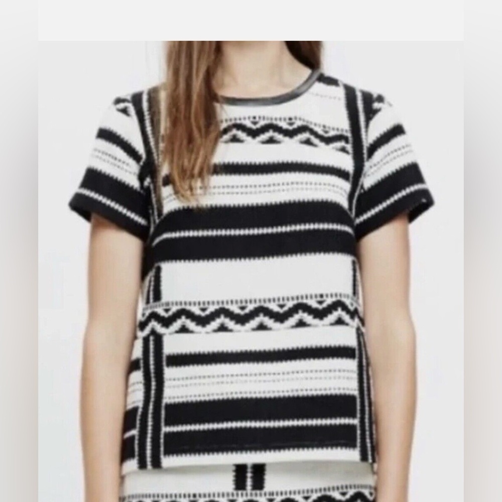 Madewell Black and White Patterned Geometric Top